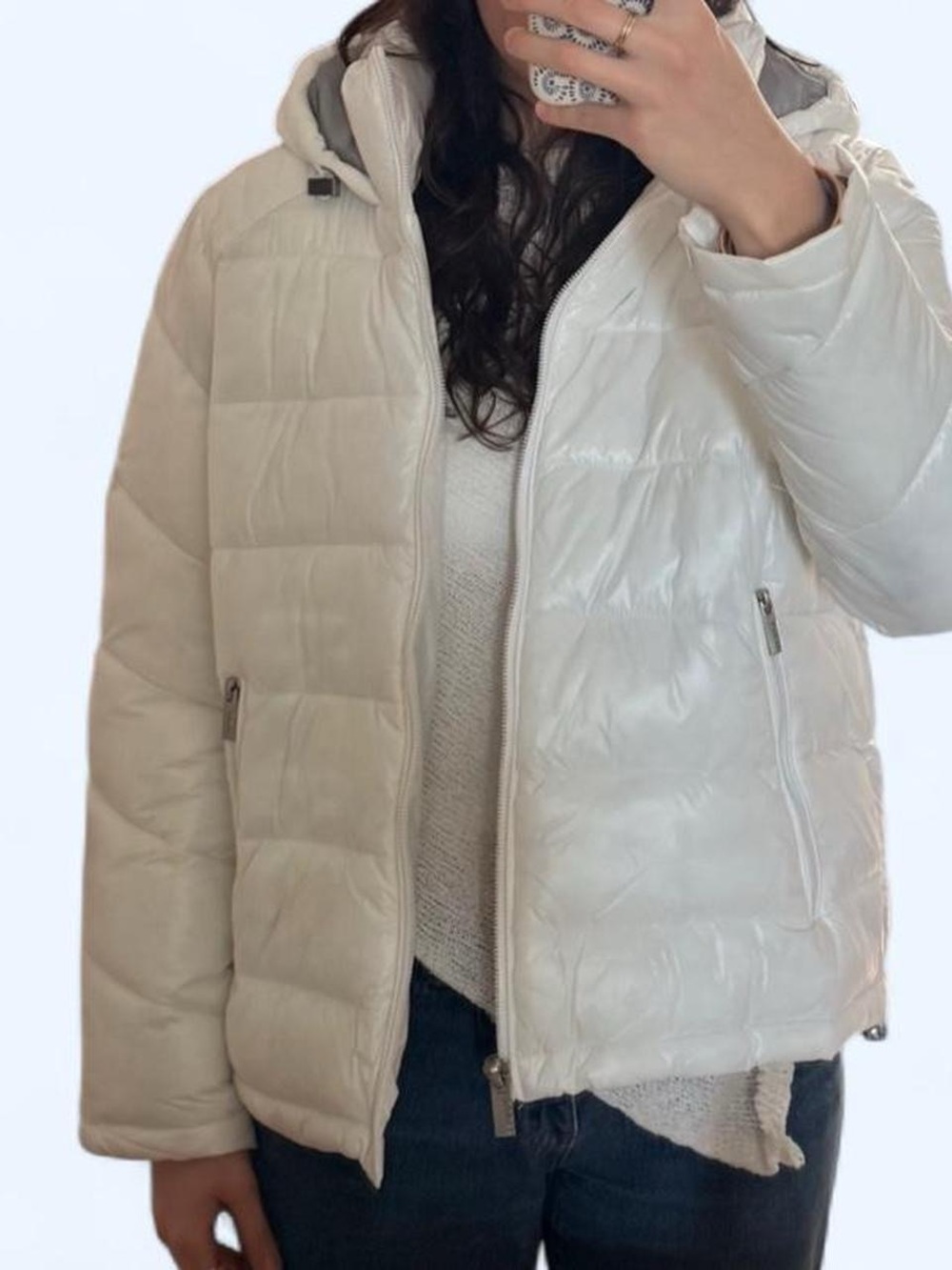 Guess White Hooded Puffer Jacket